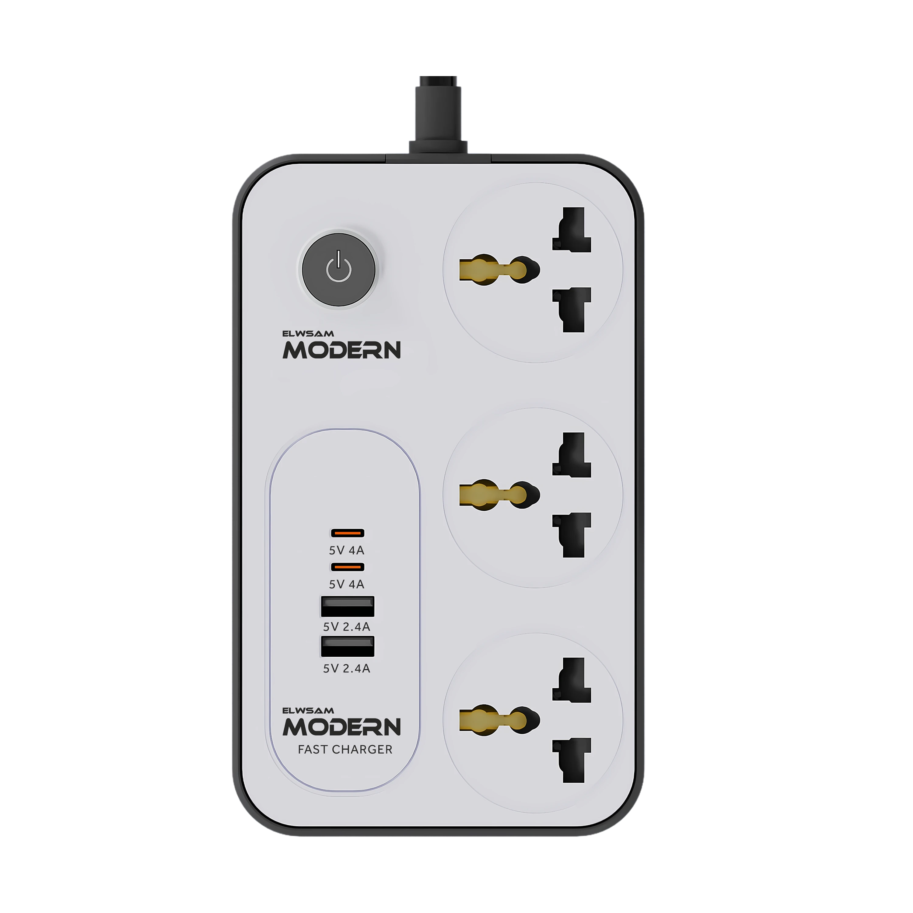 صورة مشترك كهرباء 2C+2A أبيض 2 متر